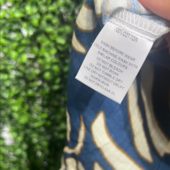 Lexbreezy Keiki Bridget Short Jumpsuit Leaf Print Blue and Cream Overalls size 7 - Picture 4 of 5